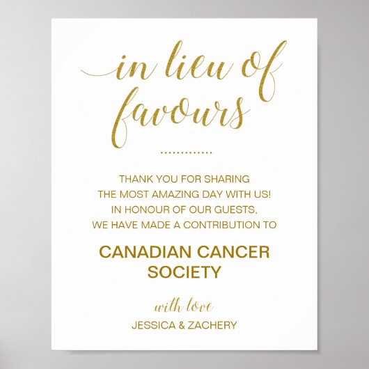 慈善寄付の便宜に代わる結婚金ゴールド ポスター (正面)