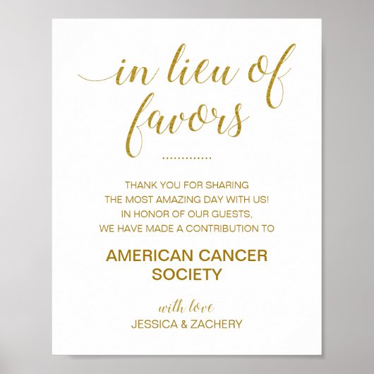 慈善寄付の便宜に代わる結婚金ゴールド ポスター (正面)