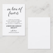 慈善寄付の好意の灰色の黒の結婚代わりに プレイスカード (正面/裏面)