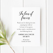 慈善寄付の恩恵に代わって結婚 プレイスカード