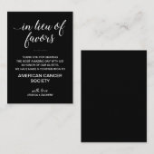 慈善寄付の恩恵に代わる結婚黒人 プレイスカード (正面/裏面)