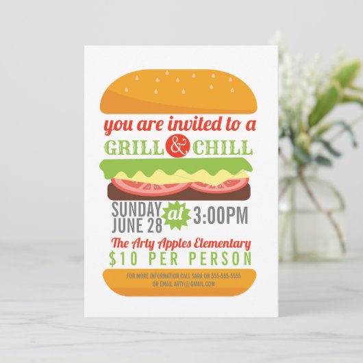 慈善BBQの冷えおよびグリルの募金活動PTO教会 招待状 (スタンド正面)