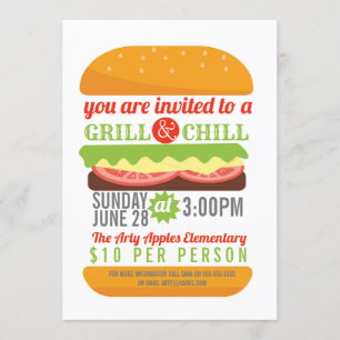 慈善BBQの冷えおよびグリルの募金活動PTO教会 招待状