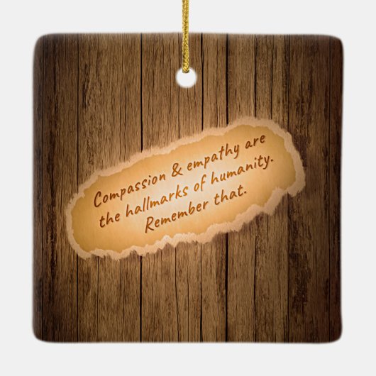 慈悲と共感は人間性の特徴である セラミックオーナメント (裏面)