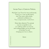 慈悲の創設者のキャサリンMcAuleyの祈りの言葉カード テーブルナンバー (裏面)