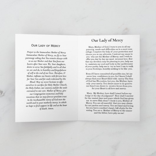 慈悲の聖母カード カード (内部)