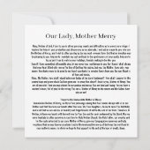 慈悲の聖母 カード (裏面)