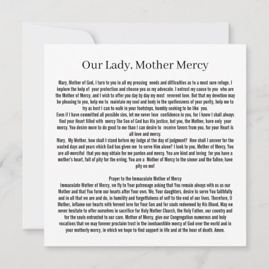 慈悲の聖母 カード (裏面)