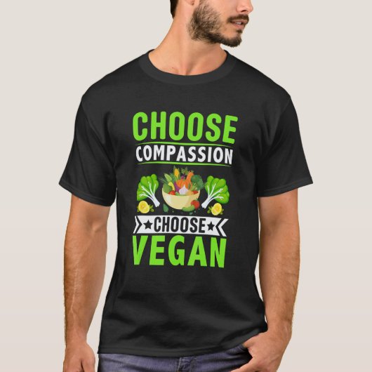 慈悲を選ぼう ヴィーガンを選ぼう Tシャツ (正面)