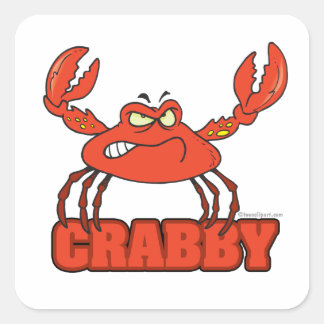 態度おもしろいでカニを引っ張る スクエアシール