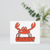態度おもしろいでカニを引っ張る ポストカード (スタンド正面)