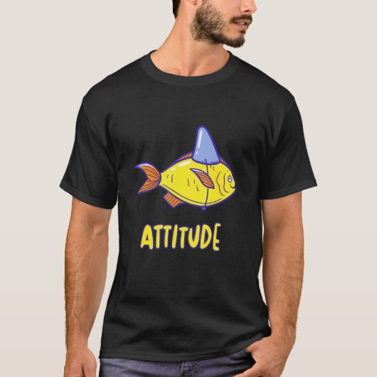 態度おもしろいで魚Sassy皮肉なサメFi Tシャツ (正面)