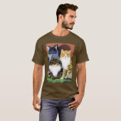 態度が優れた3匹の猫 Tシャツ (正面フル)