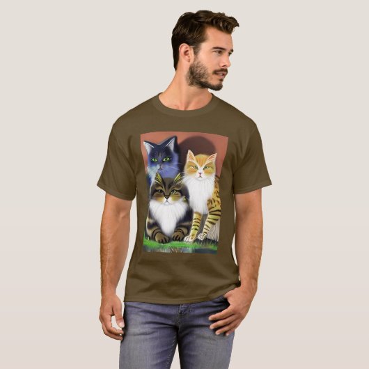 態度が優れた3匹の猫 Tシャツ (正面フル)