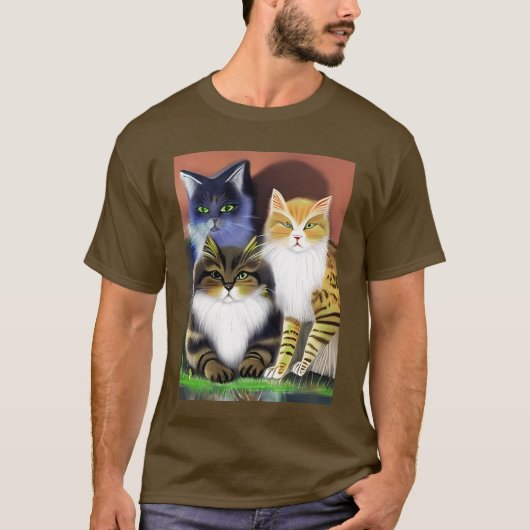 態度が優れた3匹の猫 Tシャツ (正面)