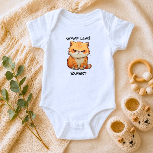 態度の悪い猫がかわいい ベビーボディスーツ