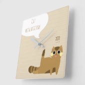 態度の猫 スクエア壁時計 (傾斜)