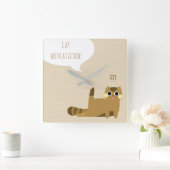 態度の猫 スクエア壁時計 (ホーム)