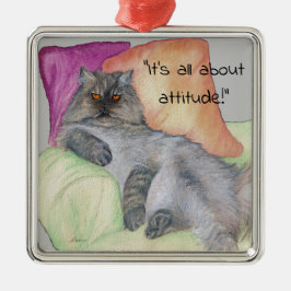 態度の良いペルシャ猫 メタルオーナメント