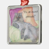 態度の良いペルシャ猫 メタルオーナメント (左)