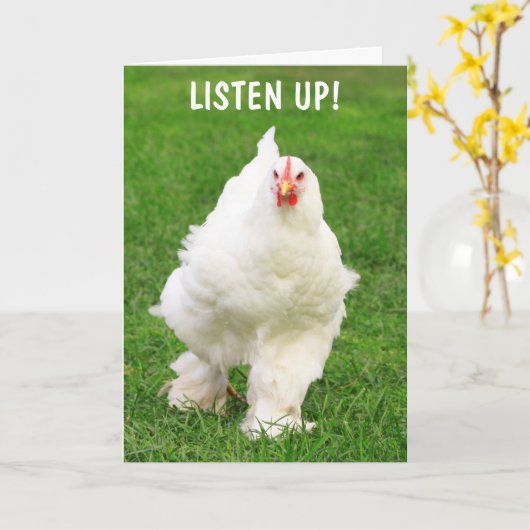 態度の良い鶏 カード (黄色い花)