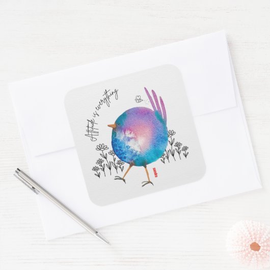 態度はすべて水色の鳥 スクエアシール (封筒)