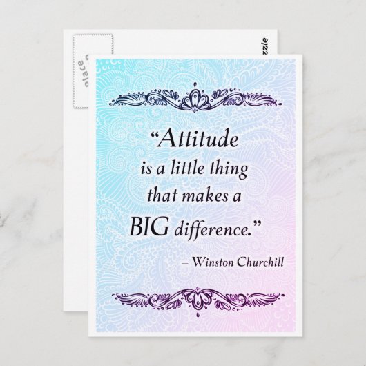 態度は小さなことだ – 前向き引用文の ポストカード (正面/裏面)