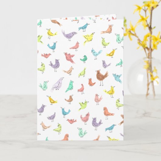 態度を持つ空白の鳥 カード (黄色い花)