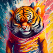 態度クール付きマルチメディアタイガー ベビーTシャツ