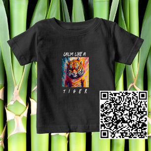 態度クール付きマルチメディアタイガー ベビーTシャツ