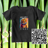 態度クール付きマルチメディアタイガー ベビーTシャツ