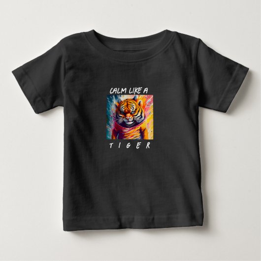 態度クール付きマルチメディアタイガー ベビーTシャツ (正面)