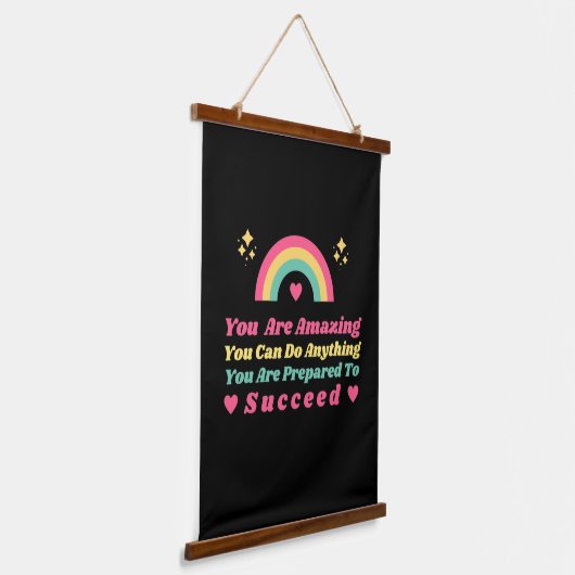 態度前向きの感動的引用文 吊り下げ型タペストリー (傾斜あり)