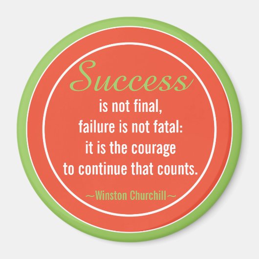 態度前向きチャーチルの引用やる気を起こさせる マグネット (正面)