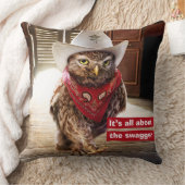 態度及び濶歩の堅い西部の保安官のフクロウ クッション (ブランケット)