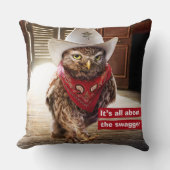 態度及び濶歩の堅い西部の保安官のフクロウ クッション (正面)