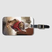 態度及び濶歩の堅い西部の保安官のフクロウ ラゲッジタグ (正面横)