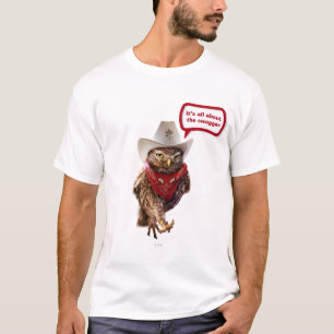 態度及び濶歩の堅い西部の保安官のフクロウ Tシャツ
