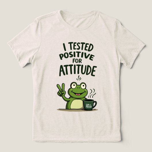 態度陽性反応のカワイイカエル コーヒーTシャツ トライブレンドTシャツ (デザイン正面)