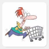 慌ただしい買い物客 スクエアシール (正面)