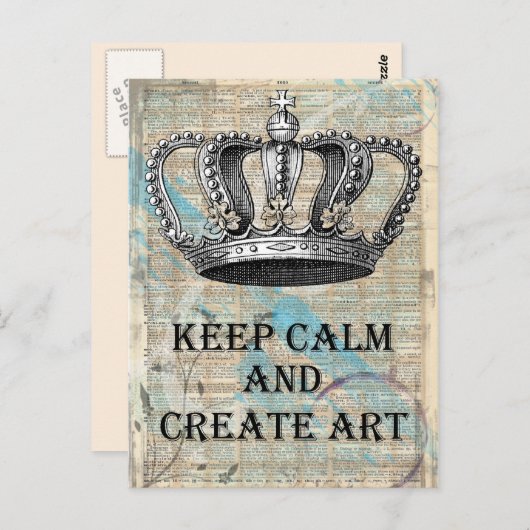 慌てずアートを創造する ヴィンテージ抽象デザイン ポストカード (正面/裏面)