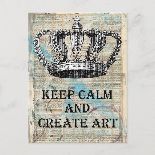 慌てずアートを創造する ヴィンテージ抽象デザイン ポストカード (正面)