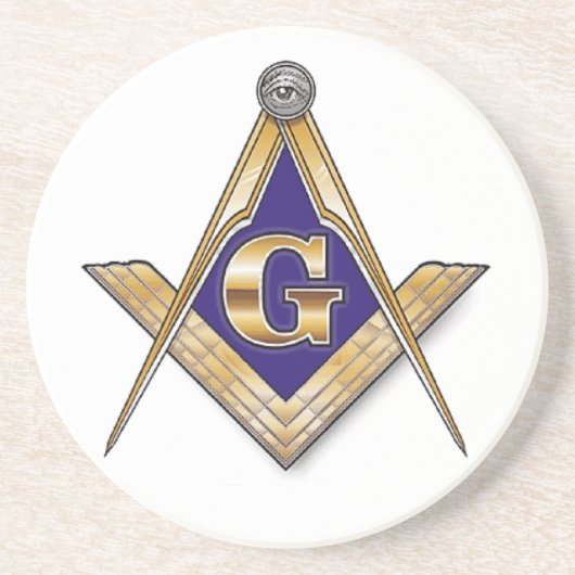 慎重で青い正方形及びコンパス コースター (正面)