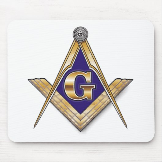 慎重で青い正方形及びコンパス マウスパッド (正面)