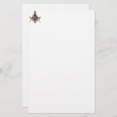 慎重で青い正方形及びコンパス 便箋 (正面/裏面)