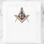 慎重で青い正方形及びコンパス 長方形シール (バッグ)