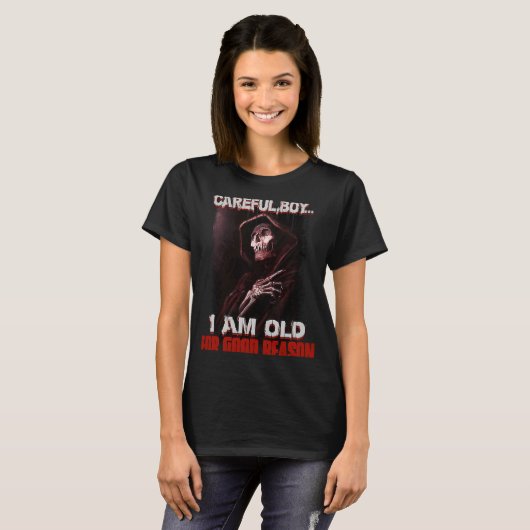 慎重な男の子私は良い理由のスケルトンSkulの歳 Tシャツ (正面フル)