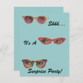 慎重な詳細のレトロのパーティーの驚きの招待状 招待状 (正面/裏面)