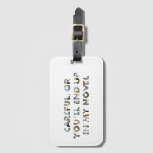 慎重に、または新しい(顔付き)ライターミーム ラゲッジタグ (正面縦)