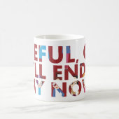 慎重に、または私の小説(顔付き)の作家ユーモア コーヒーマグカップ (中央)